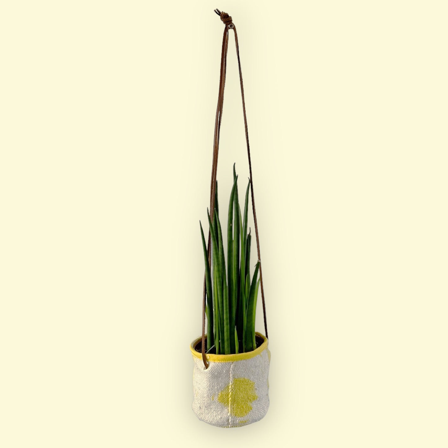 Yellow Sunshine Mud Cloth Hanging Planter