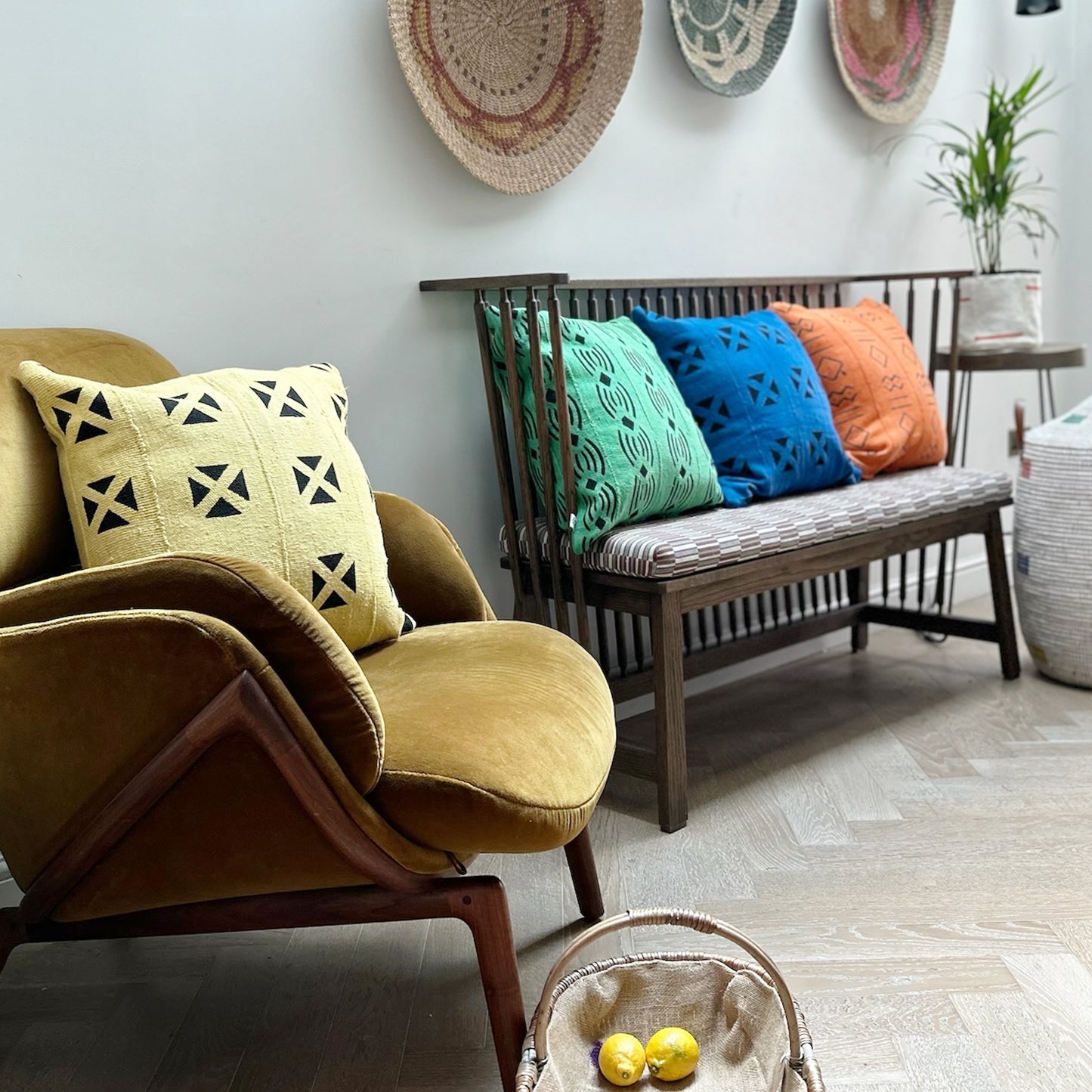 Yellow Sunshine Mud Cloth Cushion